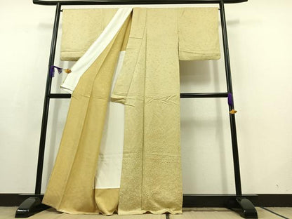 平和屋着物▽上質な小紋 単衣 風景花地紋 正絹 逸品 AABC2228jh