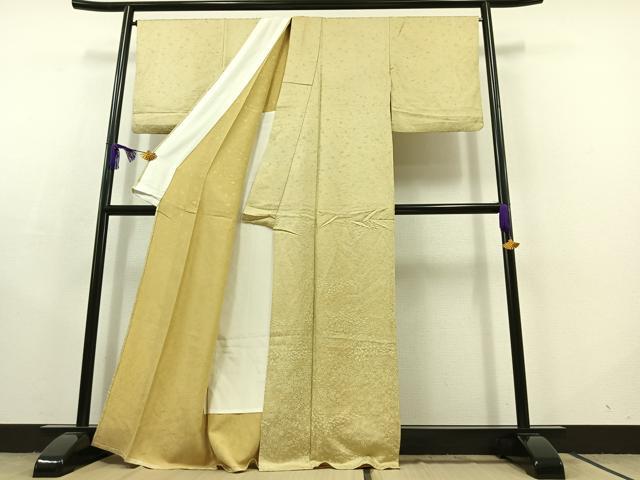 平和屋着物▽上質な小紋 単衣 風景花地紋 正絹 逸品 AABC2228jh