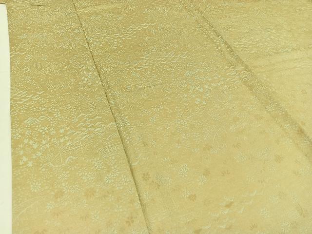 平和屋着物▽上質な小紋 単衣 風景花地紋 正絹 逸品 AABC2228jh
