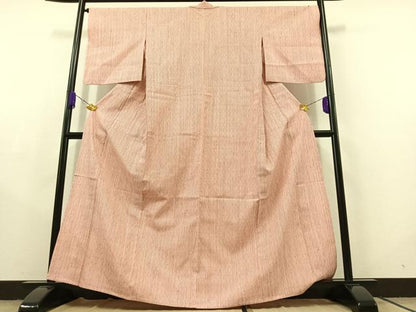 平和屋着物▽上質な紬 単衣 縞 正絹 逸品 AABC2229jh