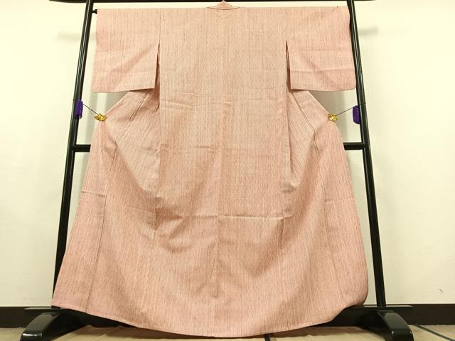 平和屋着物▽上質な紬 単衣 縞 正絹 逸品 AABC2229jh