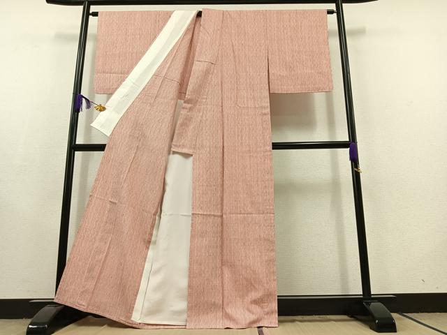 平和屋着物▽上質な紬 単衣 縞 正絹 逸品 AABC2229jh