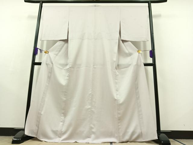 平和屋着物▽上質な色無地　単衣　花菱地紋　桜鼠色　正絹　逸品　AABC2230jh