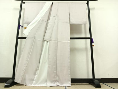 平和屋着物▽上質な色無地　単衣　花菱地紋　桜鼠色　正絹　逸品　AABC2230jh