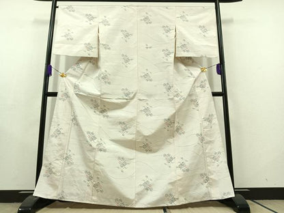 平和屋着物▽上質な紬 単衣 葡萄 正絹 逸品 AABC2232jh