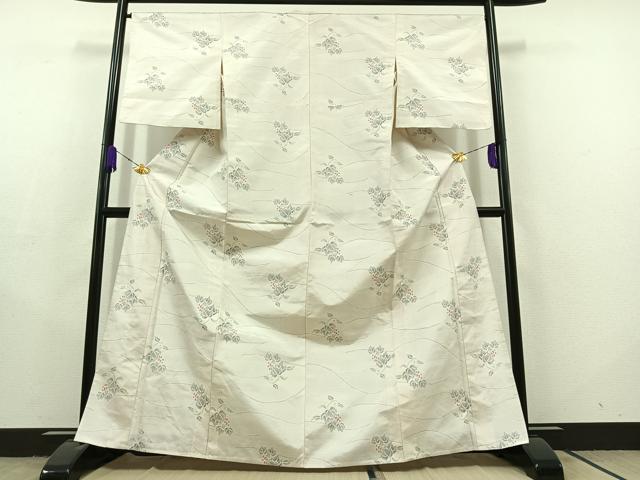 平和屋着物▽上質な紬 単衣 葡萄 正絹 逸品 AABC2232jh