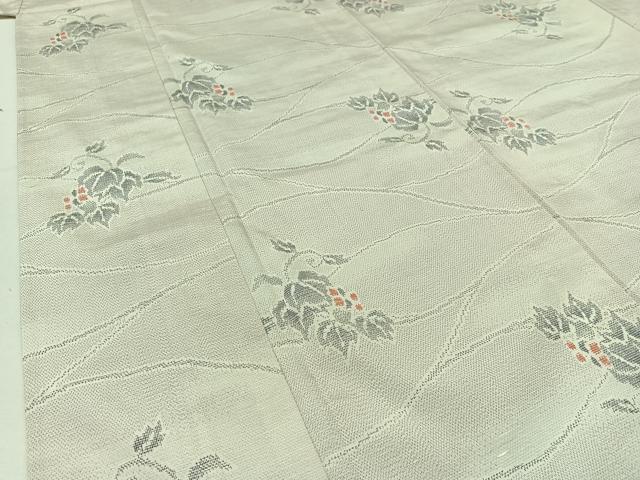 平和屋着物▽上質な紬 単衣 葡萄 正絹 逸品 AABC2232jh
