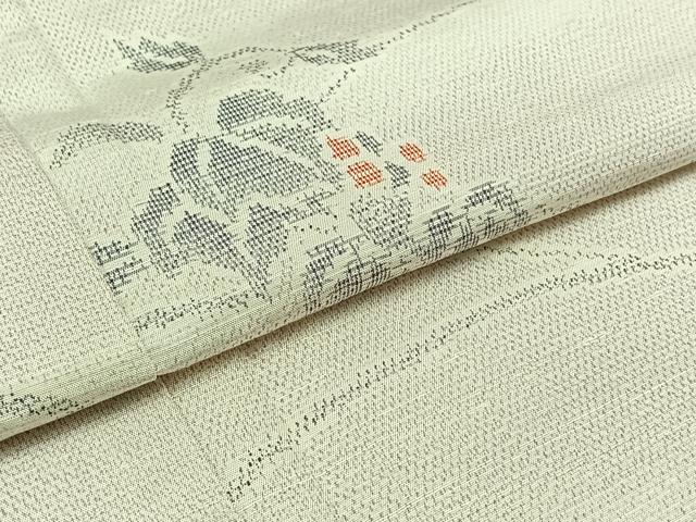 平和屋着物▽上質な紬 単衣 葡萄 正絹 逸品 AABC2232jh
