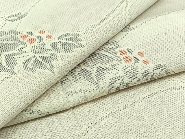 平和屋着物▽上質な紬 単衣 葡萄 正絹 逸品 AABC2232jh