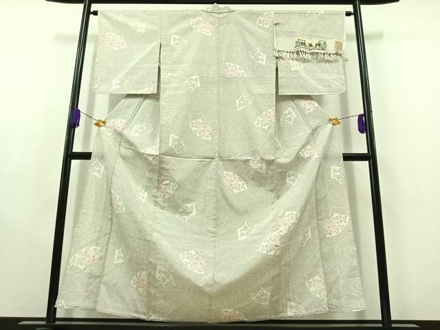 平和屋着物▽上質な紬 単衣 越後絣 反端付き 正絹 逸品 AABC2234jh
