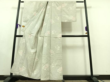 平和屋着物▽上質な紬 単衣 越後絣 反端付き 正絹 逸品 AABC2234jh