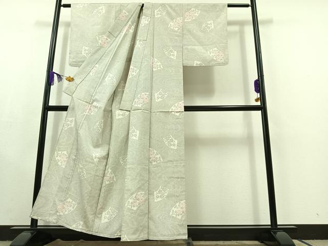 平和屋着物▽上質な紬 単衣 越後絣 反端付き 正絹 逸品 AABC2234jh