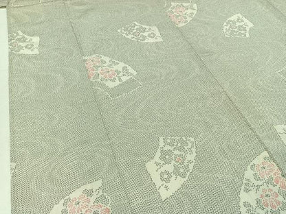 平和屋着物▽上質な紬 単衣 越後絣 反端付き 正絹 逸品 AABC2234jh
