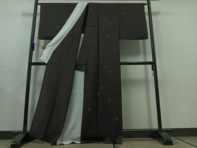 平和屋着物▽上質な小紋 単衣 雪輪文 正絹 逸品 AABC2235jh