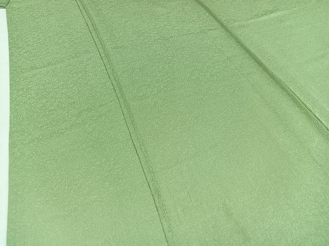 平和屋着物▽上質な色無地 単衣 草花地紋 錆青磁色 正絹 逸品 AABC2237jh