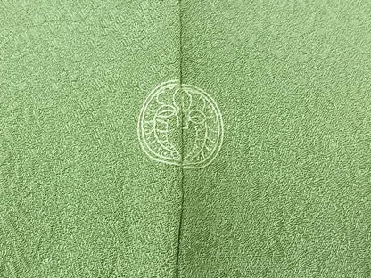 平和屋着物▽上質な色無地 単衣 草花地紋 錆青磁色 正絹 逸品 AABC2237jh