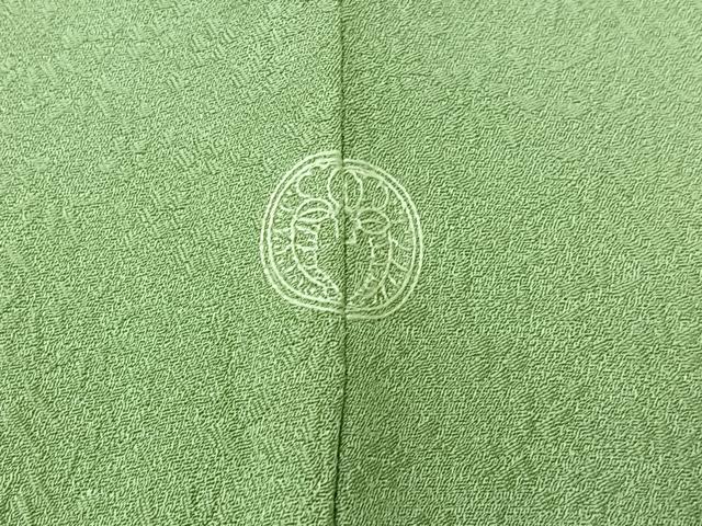 平和屋着物▽上質な色無地 単衣 草花地紋 錆青磁色 正絹 逸品 AABC2237jh