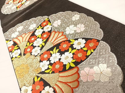 平和屋着物◎六通柄袋帯　唐織　舞花文　金銀糸　正絹　逸品　AABC2310yx