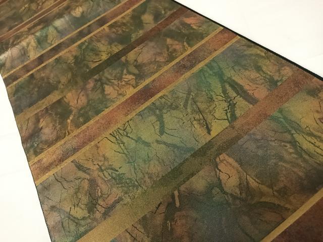 平和屋着物◎六通柄袋帯　横段霞文　陶漆箔　正絹　逸品　AABC2313yx