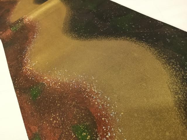 平和屋着物◎六通柄袋帯 霞文 引箔 正絹 逸品 AABC2314yx