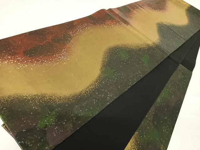 平和屋着物◎六通柄袋帯 霞文 引箔 正絹 逸品 AABC2314yx