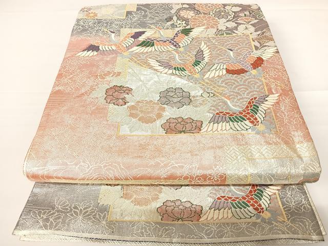 平和屋着物◎本佐賀錦 六通柄袋帯 慶長色紙紋 金銀糸 正絹 逸品 AABC2315yx