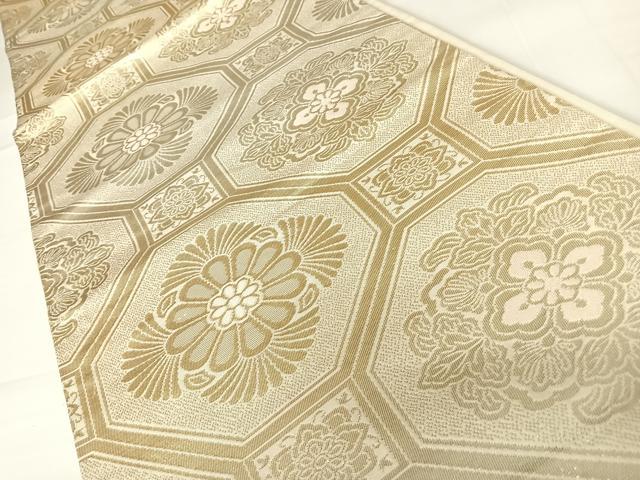 平和屋着物◎六通柄 本袋帯 手織錦 蜀江花文 金糸 正絹 逸品 AABC2316yx