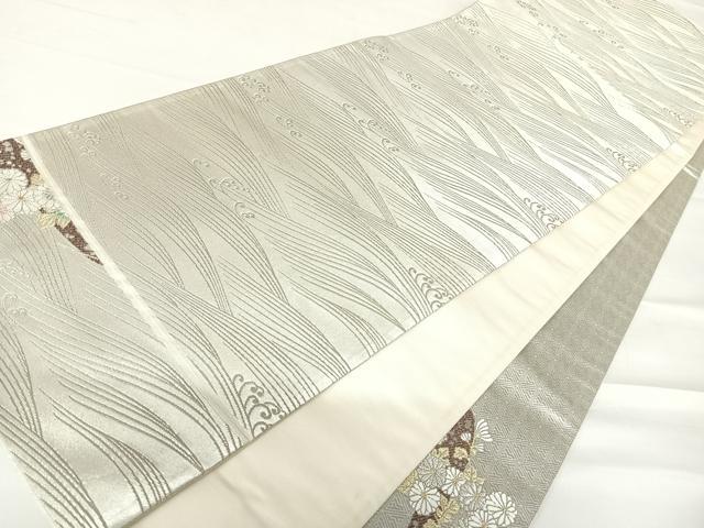 平和屋着物◎太鼓柄袋帯　唐織　延寿古典文　プラチナ箔　正絹　逸品　AABC2326yx