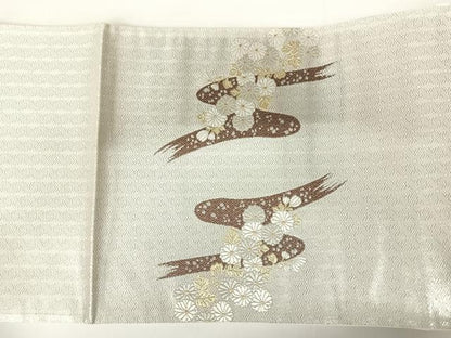 平和屋着物◎太鼓柄袋帯　唐織　延寿古典文　プラチナ箔　正絹　逸品　AABC2326yx