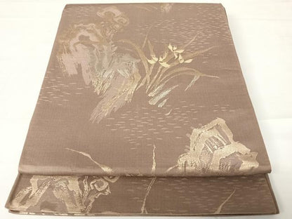 平和屋着物◎六通柄京袋帯　上品錦　金糸　正絹　逸品　AABC2327yx