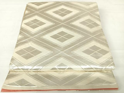 平和屋着物◎両面六通柄袋帯　唐織　飛鶴文　銀糸　正絹　逸品　AABC2331yx