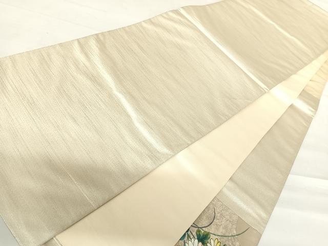 平和屋着物◎太鼓柄袋帯　手描き　切嵌花文　金彩　正絹　逸品　AABC2337yx