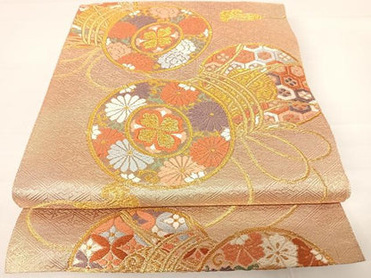 平和屋着物◎佐賀錦　六通柄袋帯　唐織　花鼓文　金糸　正絹　逸品　AABC2341yx