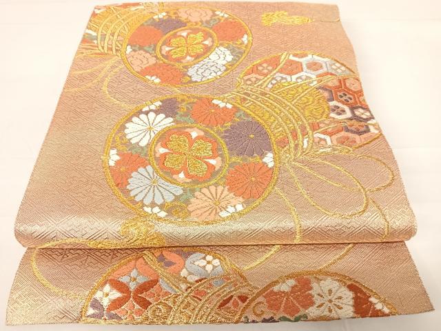 平和屋着物◎佐賀錦　六通柄袋帯　唐織　花鼓文　金糸　正絹　逸品　AABC2341yx