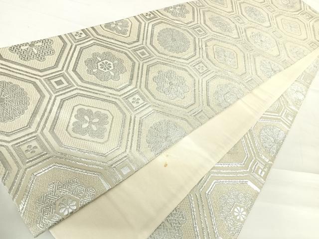 平和屋着物◎全通柄袋帯 蜀江花文 銀糸 正絹 逸品 AABC2342yx 平和屋着物◎全通柄袋帯 蜀江花文 銀糸 正絹 逸品 AABC2342yx
