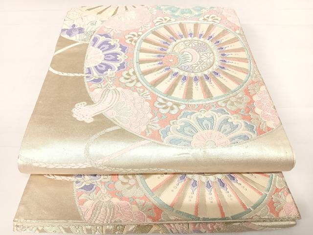 平和屋着物◎六通柄袋帯　唐織　片輪車文　金銀糸　正絹　逸品　AABC2345yx