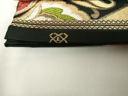 平和屋着物◎六通柄袋帯　唐織　更紗花文　黒地　金糸　正絹　逸品　AABC2353yx