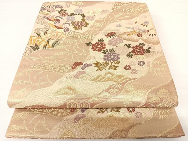 平和屋着物◎六通柄袋帯　唐織　花鳥文　金糸　正絹　逸品　AABC2355yx