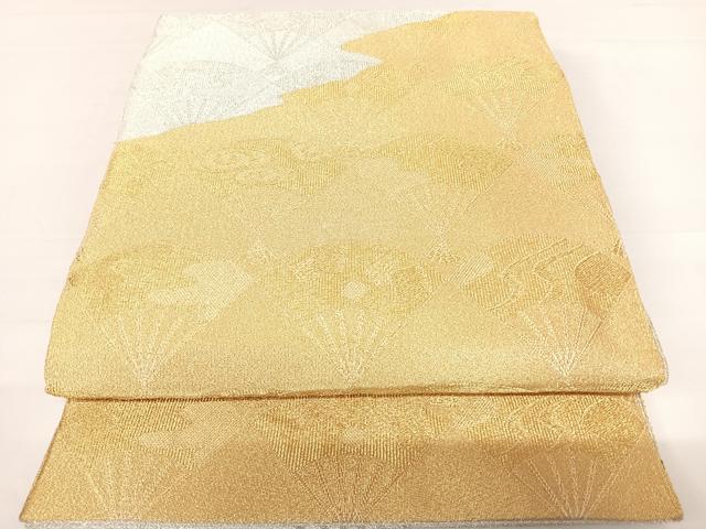 平和屋着物◎全通柄袋帯　舞扇文　金銀糸　正絹　逸品　AABC2357yx