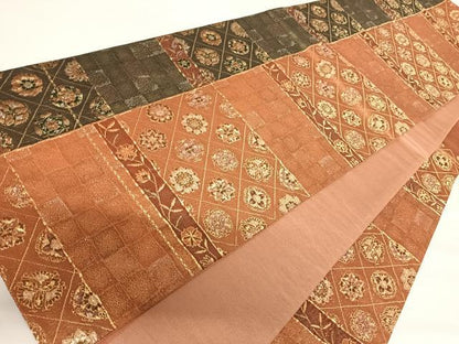 平和屋着物◎六通柄袋帯　天平飛鳥纐纈　金銀糸　正絹　逸品　AABC2365yx