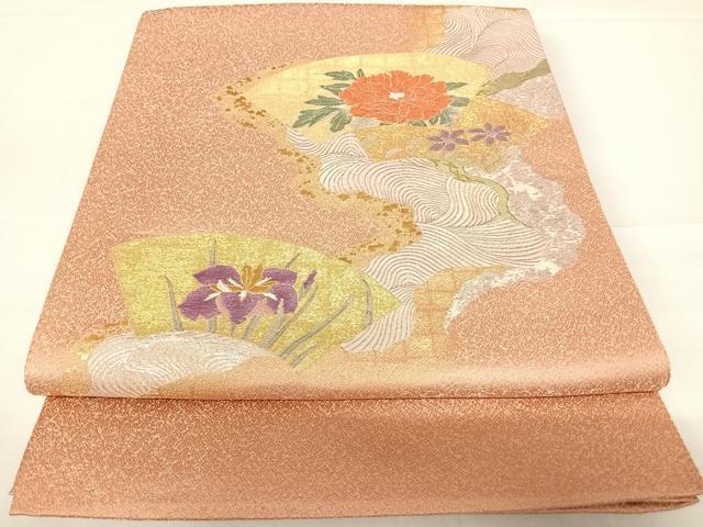 平和屋着物◎太鼓柄袋帯　地紙花文　金銀糸　正絹　逸品　AABC2374yx