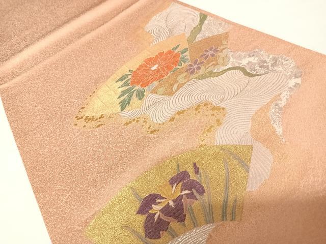 平和屋着物◎太鼓柄袋帯　地紙花文　金銀糸　正絹　逸品　AABC2374yx