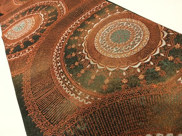 平和屋着物◎六通柄袋帯　絵皿花文　引箔　正絹　逸品　AABC2375yx