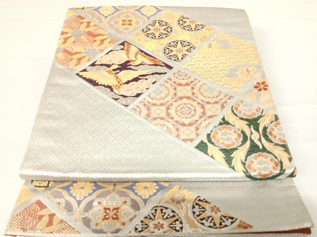 平和屋着物◎六通柄袋帯　吉祥花文　金銀糸　正絹　逸品　AABC2377yx