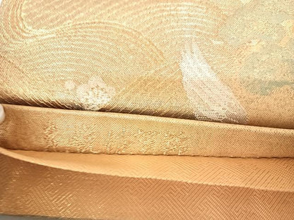 平和屋着物◎光悦佐賀錦　六通柄袋帯　飛鶴花文　金糸　正絹　逸品　AABC2397yx