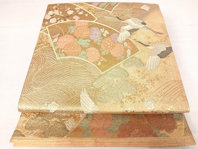 平和屋着物◎光悦佐賀錦　六通柄袋帯　飛鶴花文　金糸　正絹　逸品　AABC2397yx