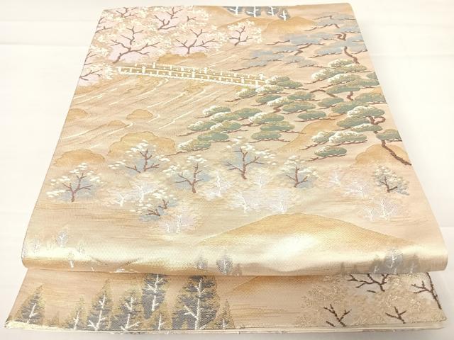 平和屋着物◎六通柄袋帯　嵐山　金銀糸　正絹　逸品　AABC2421yx
