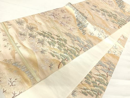 平和屋着物◎六通柄袋帯　嵐山　金銀糸　正絹　逸品　AABC2421yx