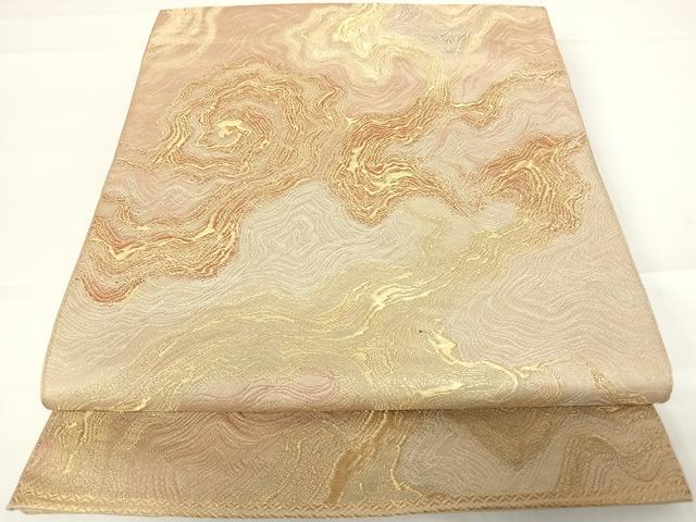 平和屋着物◎六通柄袋帯 渦潮文 金糸 正絹 逸品 AABC2424yx