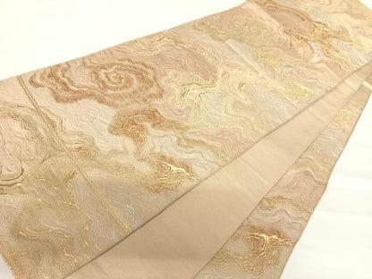 平和屋着物◎六通柄袋帯 渦潮文 金糸 正絹 逸品 AABC2424yx
